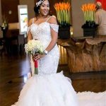 Champange Puffy Ball Gown Wedding Dress with Off The Shoulder Design and Sparkling Details