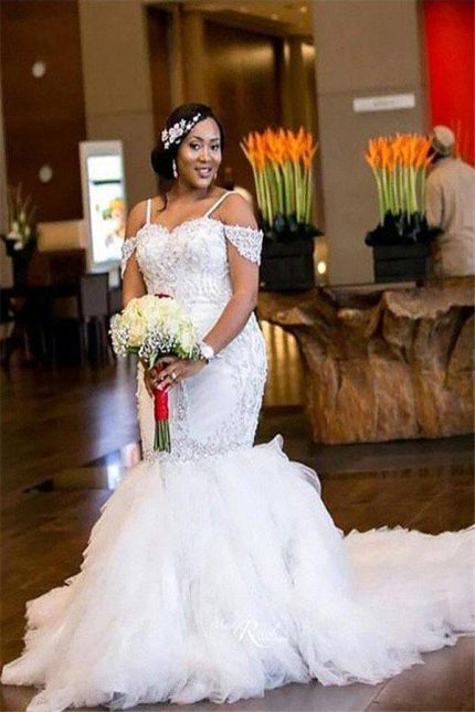 Champange Puffy Ball Gown Wedding Dress with Off The Shoulder Design and Sparkling Details