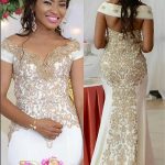 Mermaid Wedding Dresses with Off The Shoulder Floral Appliques Long Sleeves and Pleated Details