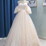 Half Sleeves Ball Gown Wedding Dresses with Off-the-Shoulder Style