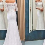 Beaded Ball Gown Wedding Dress with Off The Shoulder Lace Design