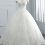 Lace Sequins Ball Gown Wedding Dresses with Off-the-Shoulder Design