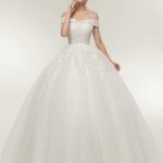 Lace-Up Ball Gown Wedding Dresses with Off-the-Shoulder Design