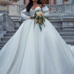 Online Long Sleeves Ball Gown Wedding Dress with Off-the-Shoulder Style