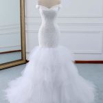 Off-the-Shoulder Mermaid Wedding Dress with Elegant Design