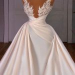 Mermaid Appliques Sweep Train Bridal Gowns in Off The Shoulder Puffy Tulle Design