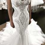 Sleeveless Mermaid Tulle Wedding Dress with Chapel Train featuring Off The Shoulder Style