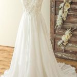 Appliques Chiffon A-line Wedding Dress with Open Back