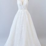 Appliques Tulle A-line Wedding Dress with Open Back