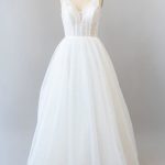 Sequins Tulle A-line Wedding Dress with Open Back