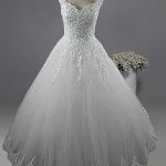 A-Line Tulle Wedding Dresses with Pearls Embellishments