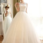 Ball Gown Wedding Dresses with Lace Applique Backless Design Beaded Sash Sequin and Floor Length
