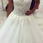 Sweetheart Lace Tulle Bridal Wedding Dress with Strapless Style creating a Princess Look