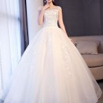 Lace Beaded Ball Gowns Princess Wedding Dress with Sleeveless Floor Length Bridal Dress