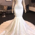 Sweetheart Mermaid Court Train Princess Wedding Dress in White