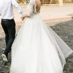 Backless Puffy Half Sleeves Floor Length Long Beach Wedding Dress