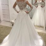 Gorgeous Tulle Beads Puffy Wedding Dress with Long Sleeves