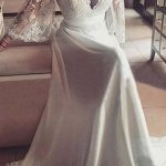 Boho V Neck Chiffon Long Beach Wedding Dress with Lace Appliques