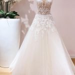 Tulle Lace A-Line Wedding Dress with Romantic Spaghetti Straps