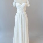 Chiffon A-Line Wedding Dress with Ruffle Short Sleeves