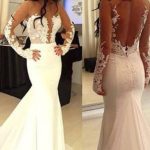 Hot Sale Open Back Long Sleeve Wedding Dress in Sexy Mermaid Style