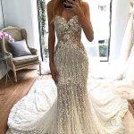 Paillette Sheath Wedding Dress with Strapless Neckline and Floor Length Tulle