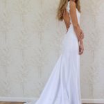 V-Neck Sleeveless Court Satin Sheath/Column Wedding Dress