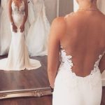 Sleeveless Lace Mermaid Wedding Dress with Sheer Back for Summer Beach