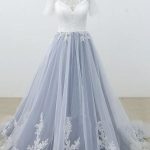 Tulle A-line Wedding Dress with Short Sleeves and Appliques