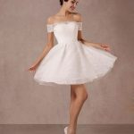 Lace Off The Shoulder Mini A-Line Vintage Bridal Dress Short Wedding Dress