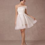 Organza One-Shoulder A-Line Backless Satin Mini Summer Wedding Dresses Short Wedding Dress