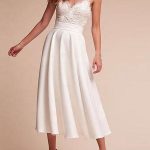 V Neck Sleeveless A Line Tea Length Straps Bridal Gowns Short Wedding Dress