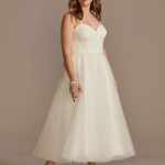 White Sleeveless Tea-Length Sweetheart Neck Sleeveless A-Line Natural Waist Tulle Bridal Dresses Short Wedding Dress