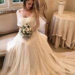 Elegant Chiffon Beach Wedding Dress with Unique Wrap Sleeves