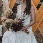 Long A-Line V-neck Lace Backless Wedding Dresses Simple and Exquisite