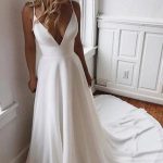 Spaghetti Strap Chiffon Beach Wedding Dress Simple and Elegant