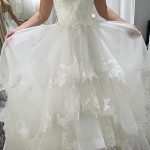 Strapless Beach Wedding Dress with Tiered Lace-Up Back Simple and Stunning