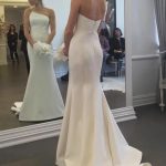 Strapless Mermaid Long Elegant Ivory Sweep Train Wedding Dress Simple and Sophisticated