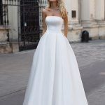 Strapless White A-line Princess Wedding Dress with Zipper Simple and Graceful