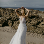 Summer Spaghetti Strap White Beach Tulle Wedding Dress Simple and Airy