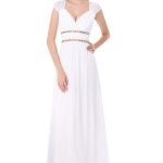 V Neck Cap Sleeve Boho Wedding Dresses Simple and Free-spirited