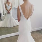 V Neck Mermaid Long Beach Cheap Backless Wedding Dress Simple and Alluring