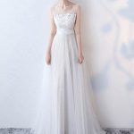 Wedding Dress A Line Jewel Neck Sleeveless Bows Lace Tulle Bridal Dresses Simple and Elegant