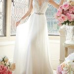Wedding Dress A Line V Neck Sleeveless Floor Length Lace Bridal Gowns Simple and Timeless