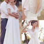 Wedding Dress A Line Designed Neckline Sleeveless Applique Chiffon Bridal Gowns Simple and Elegant