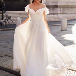 Wedding Dress A Line Off The Shoulder Natural Waistline Chiffon Bridal Gowns Simple and Timeless