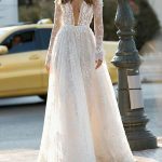 Wedding Dress A Line V Neck Long Sleeves Lace Floor Length Bridal Gowns Simple and Elegant