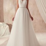 Sleeveless Tulle Bridal Gowns in A-Line Style with Floor Length and Sash