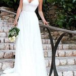 V-Neck Straps Backless Floor Length Classic Bridal Gown