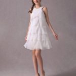 Ivory Chiffon Cocktail Party Dress with Beaded Tiered A-Line Halter Short Bridal Dress